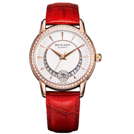 热卖镂空自动机械机芯镶钻时尚女表真皮防水精钢手表定制